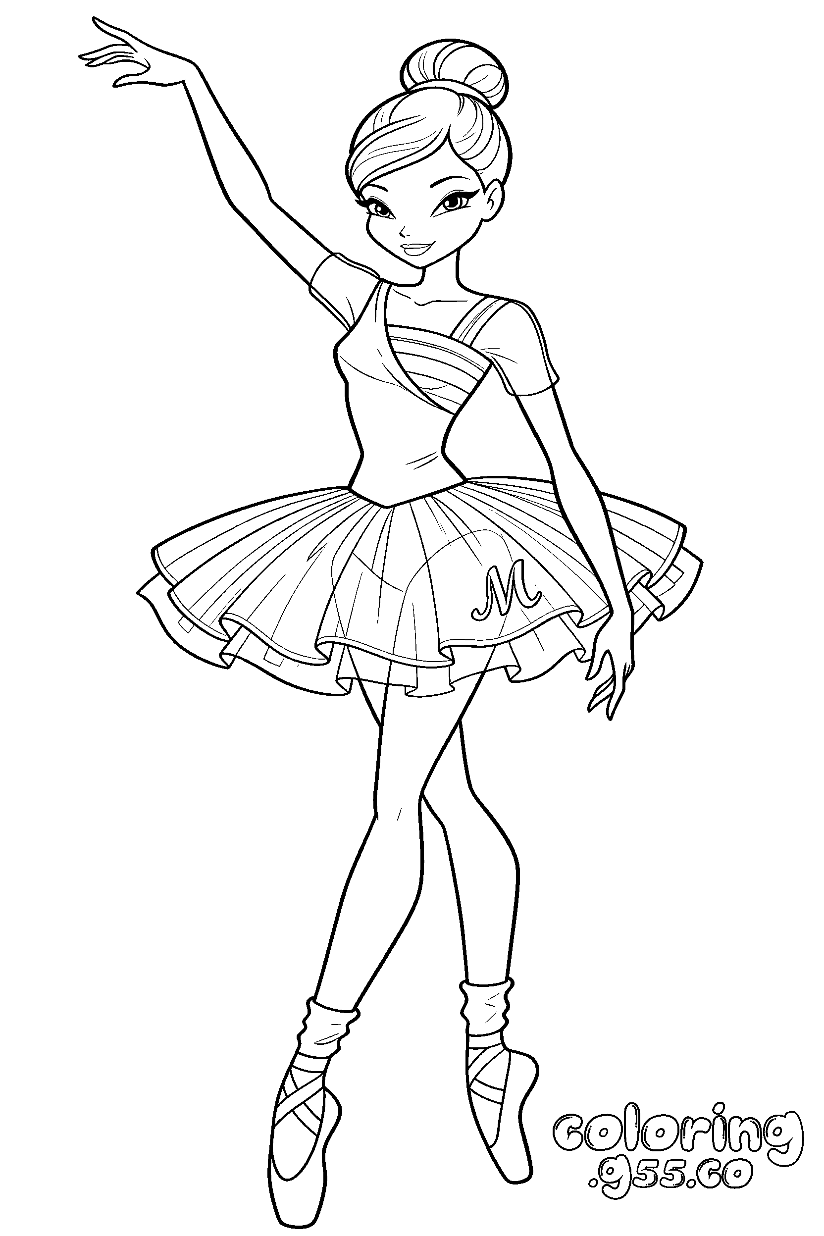 winx musa ballerina dance line art for kids