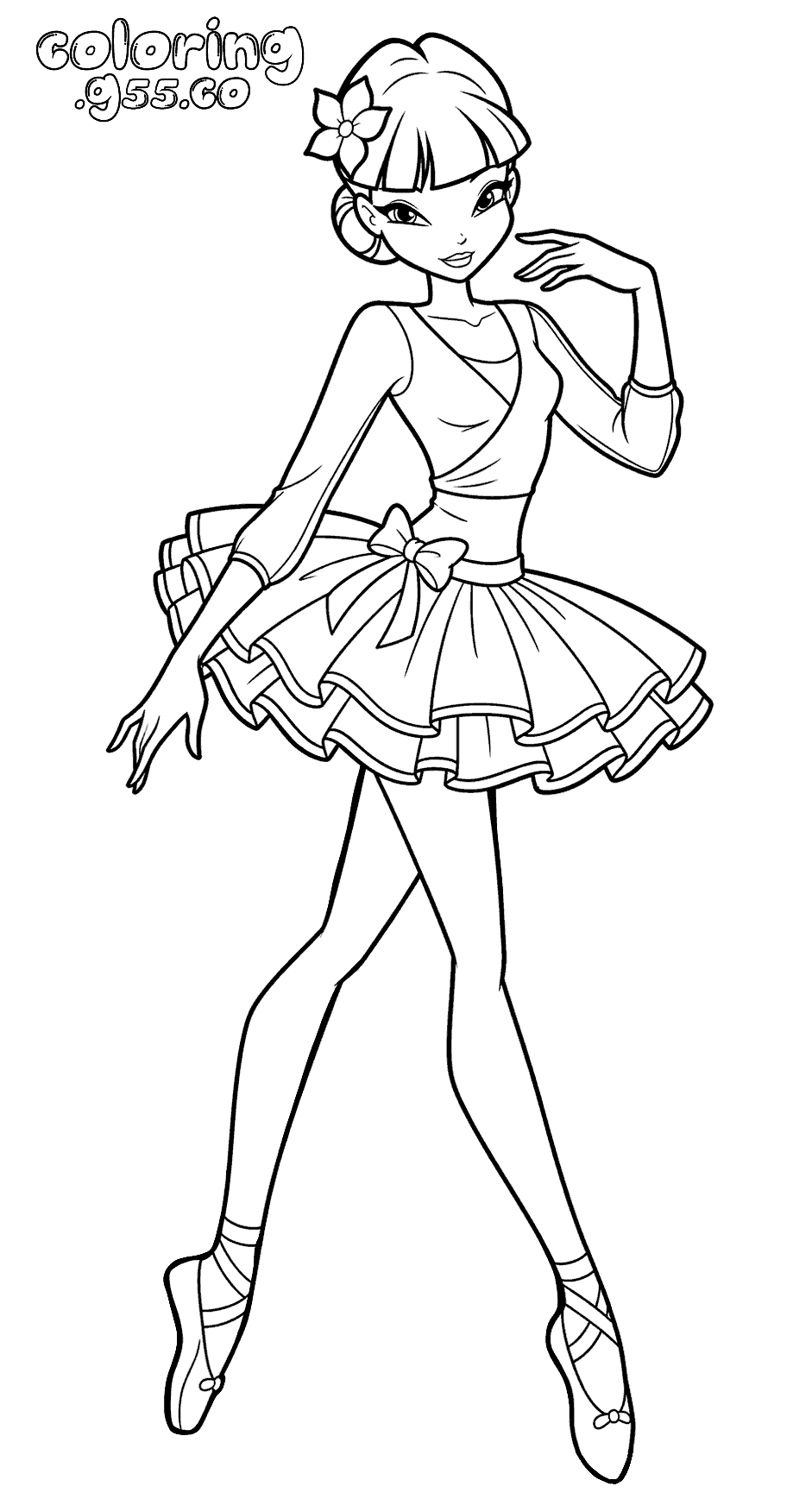 winx musa ballerina tutu line art for kids