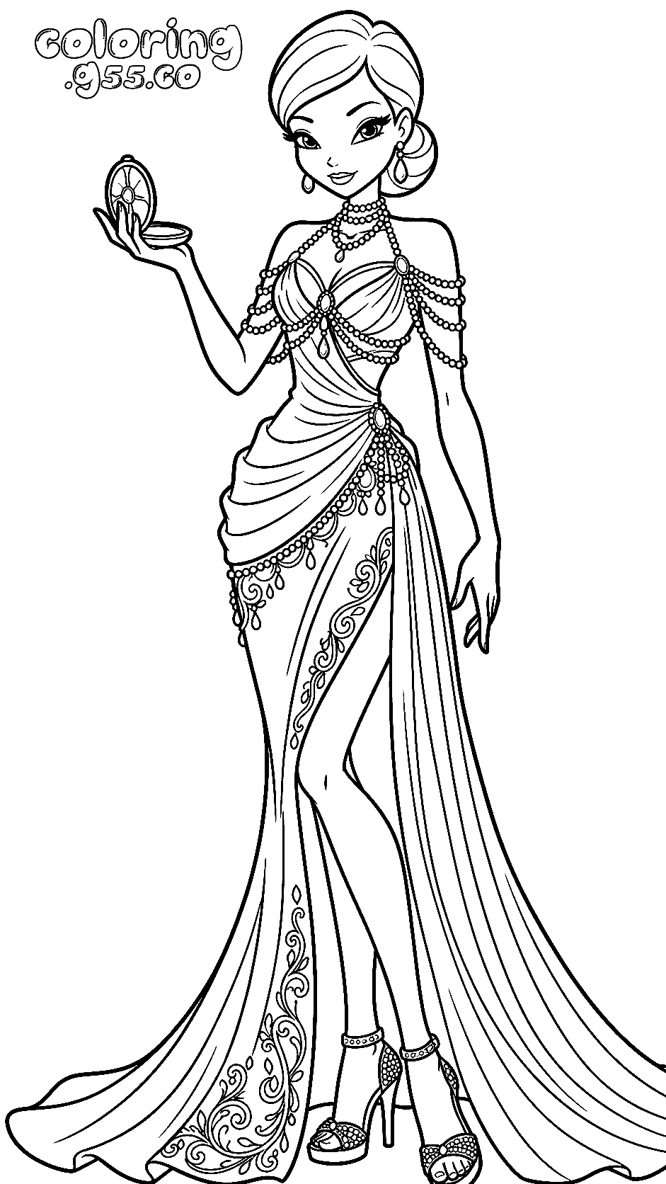 winx musa evening gown line art for kids
