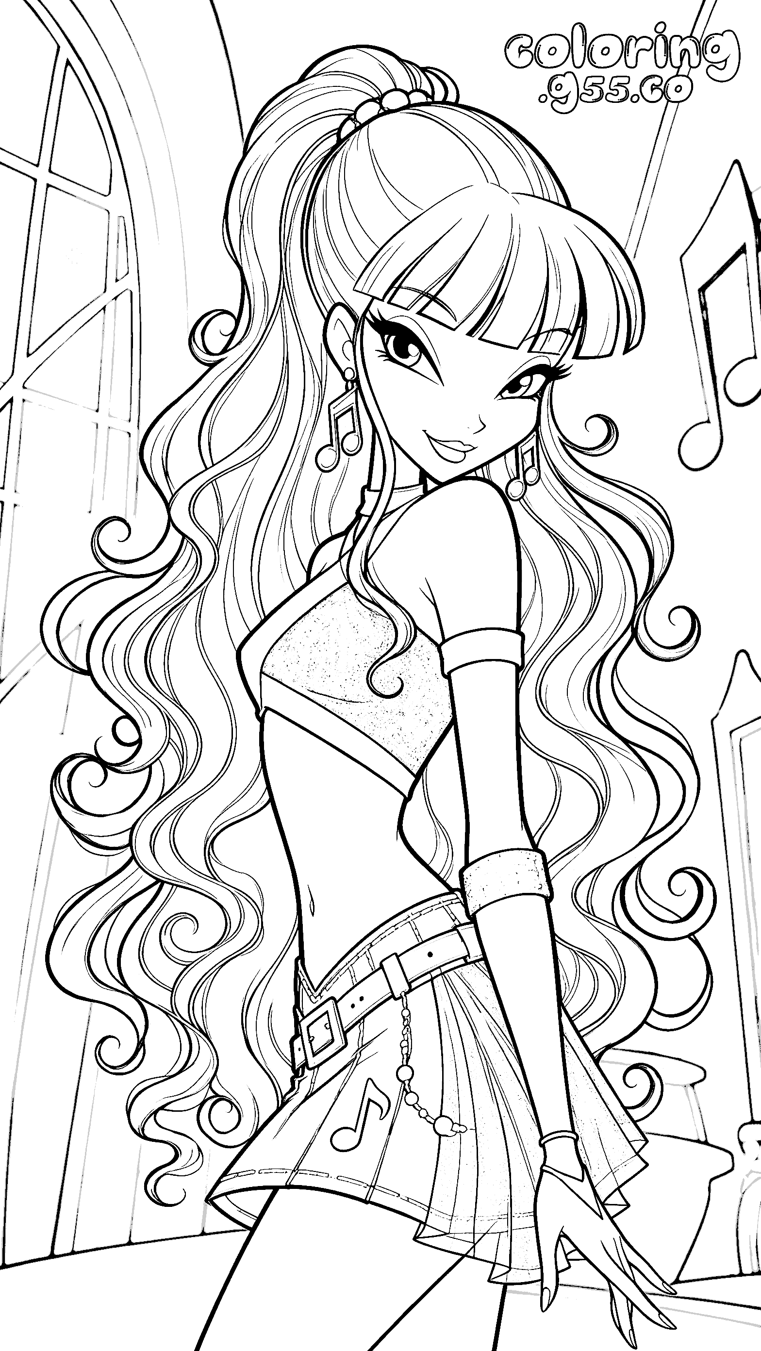 winx musa musical notes line art for kids