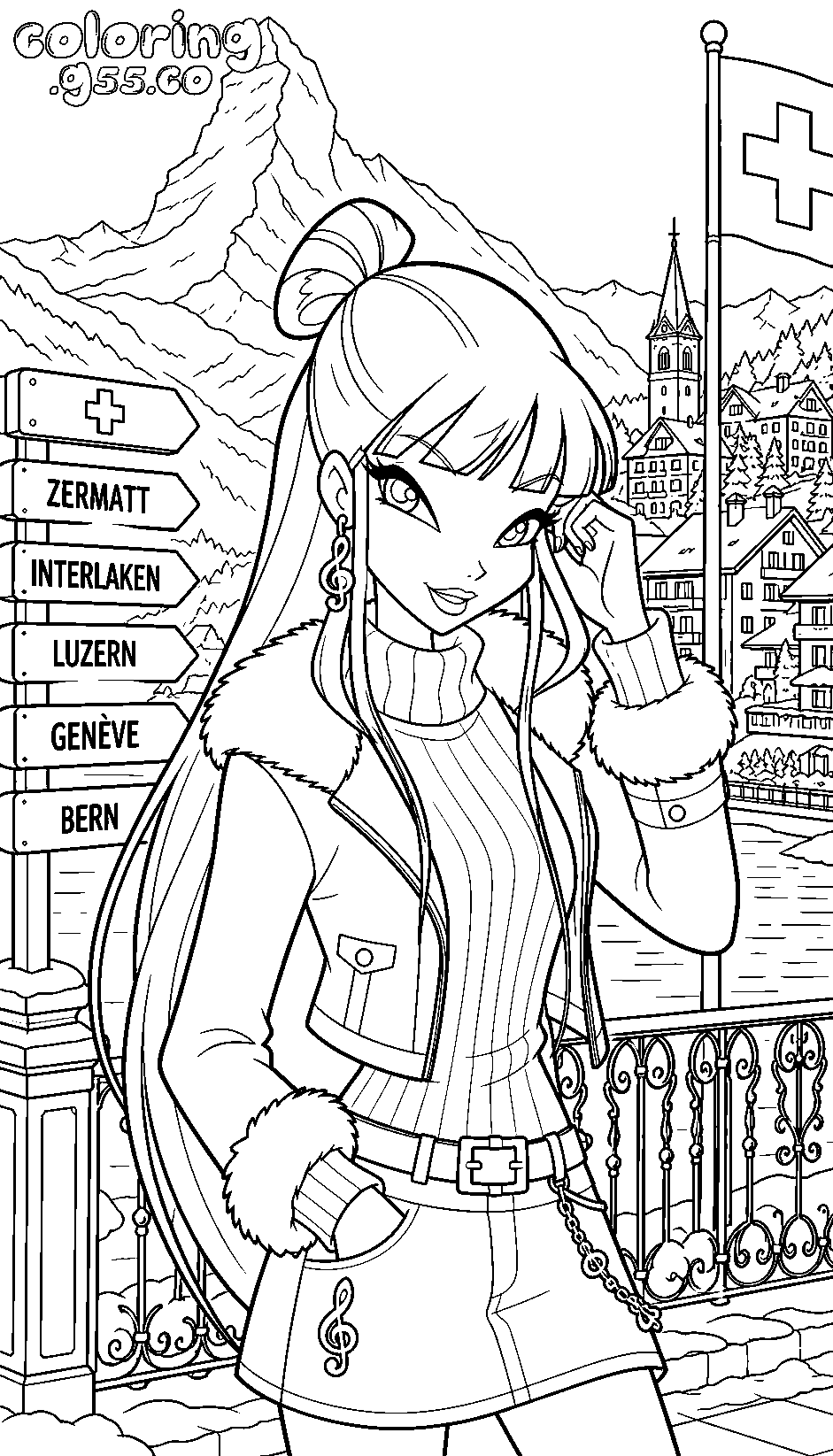 winx musa switzerland vacation line art