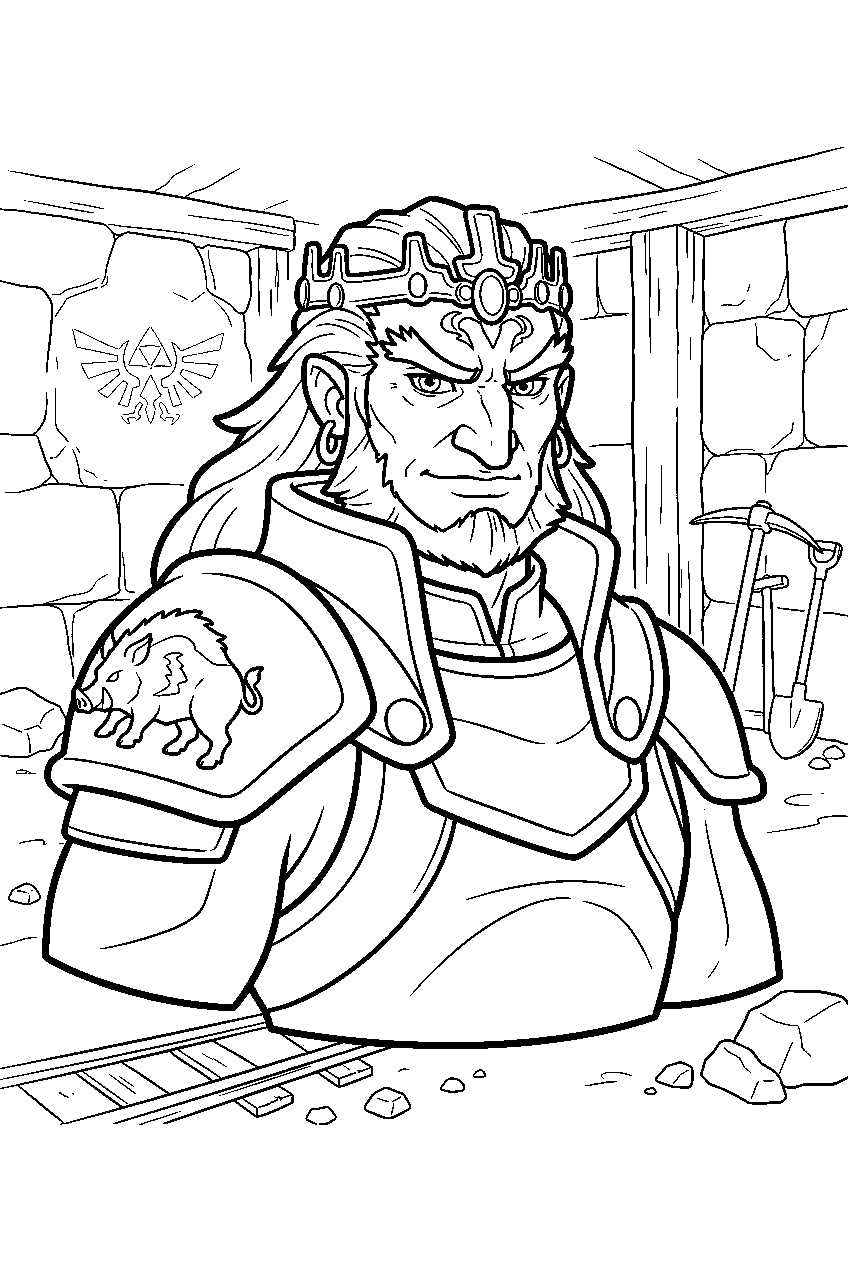 zelda ganondorf in ancient mine line art