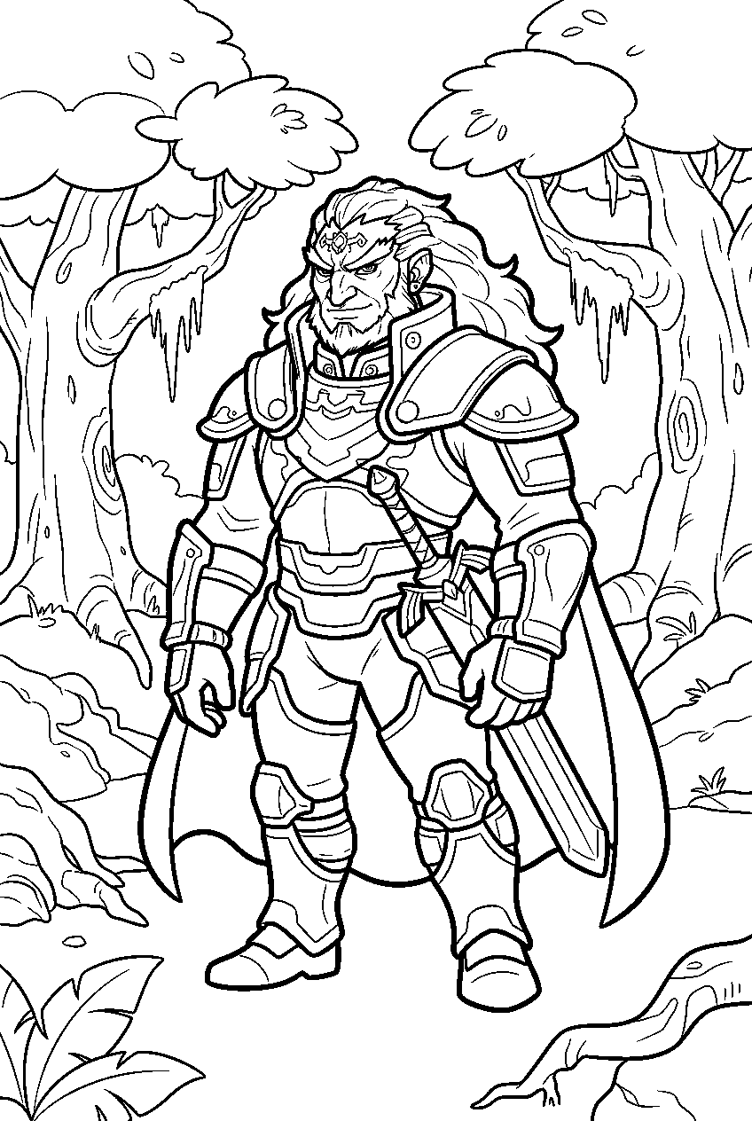 zelda ganondorf in faron woods line art