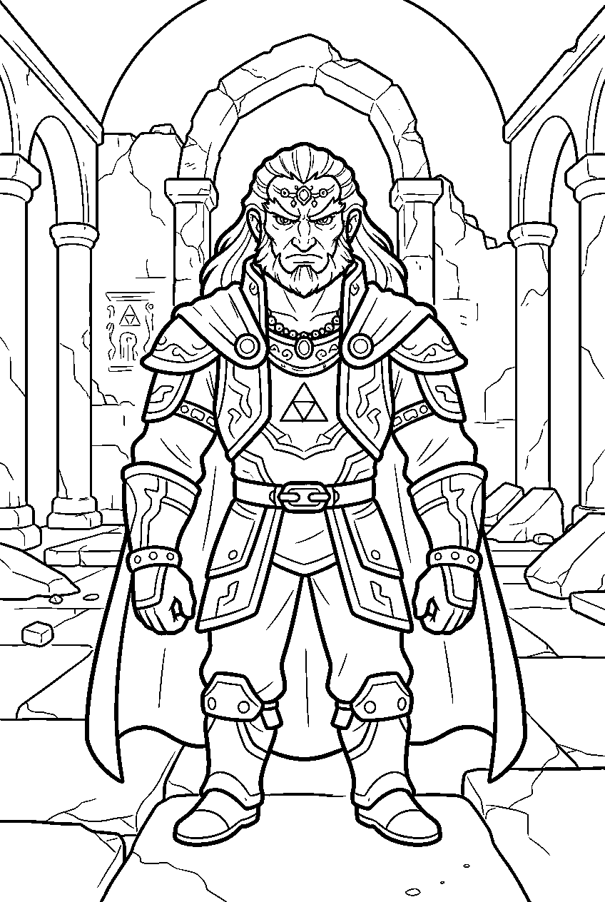 zelda ganondorf in forgotten temple line art