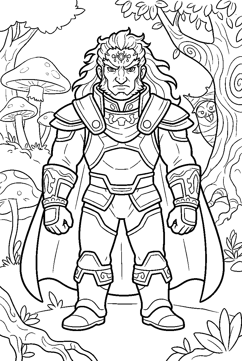 zelda ganondorf in korok forest line art