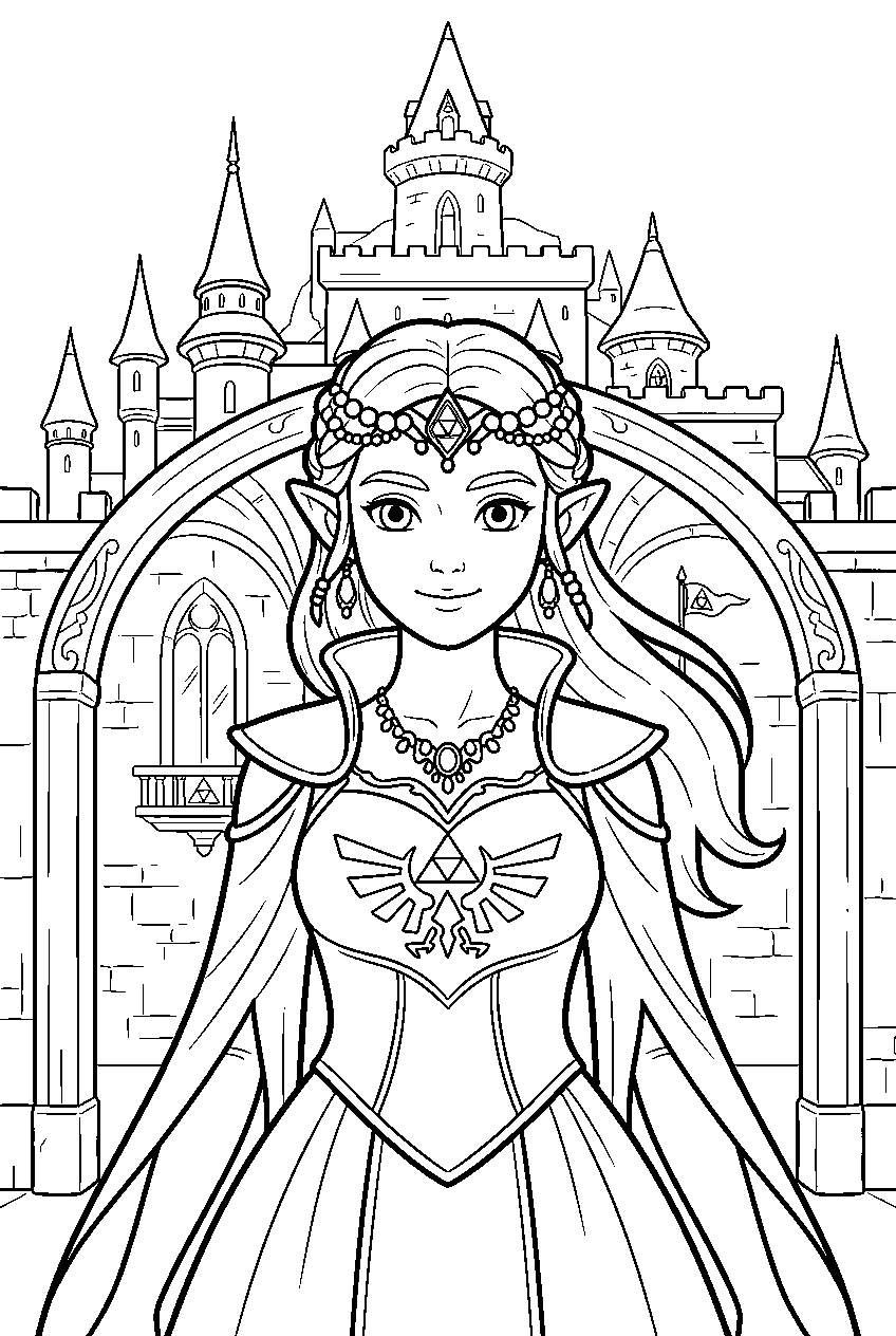 princess zelda in hyrule castle line art