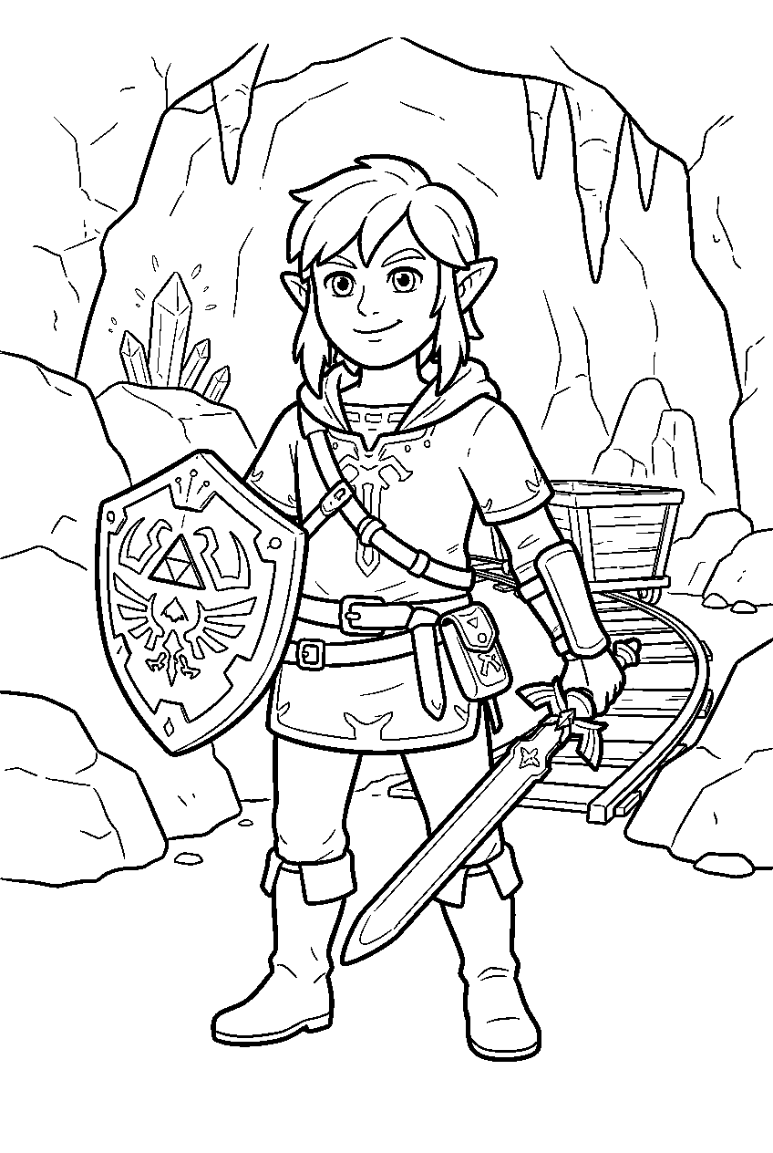 zelda characters in ancient mine line art