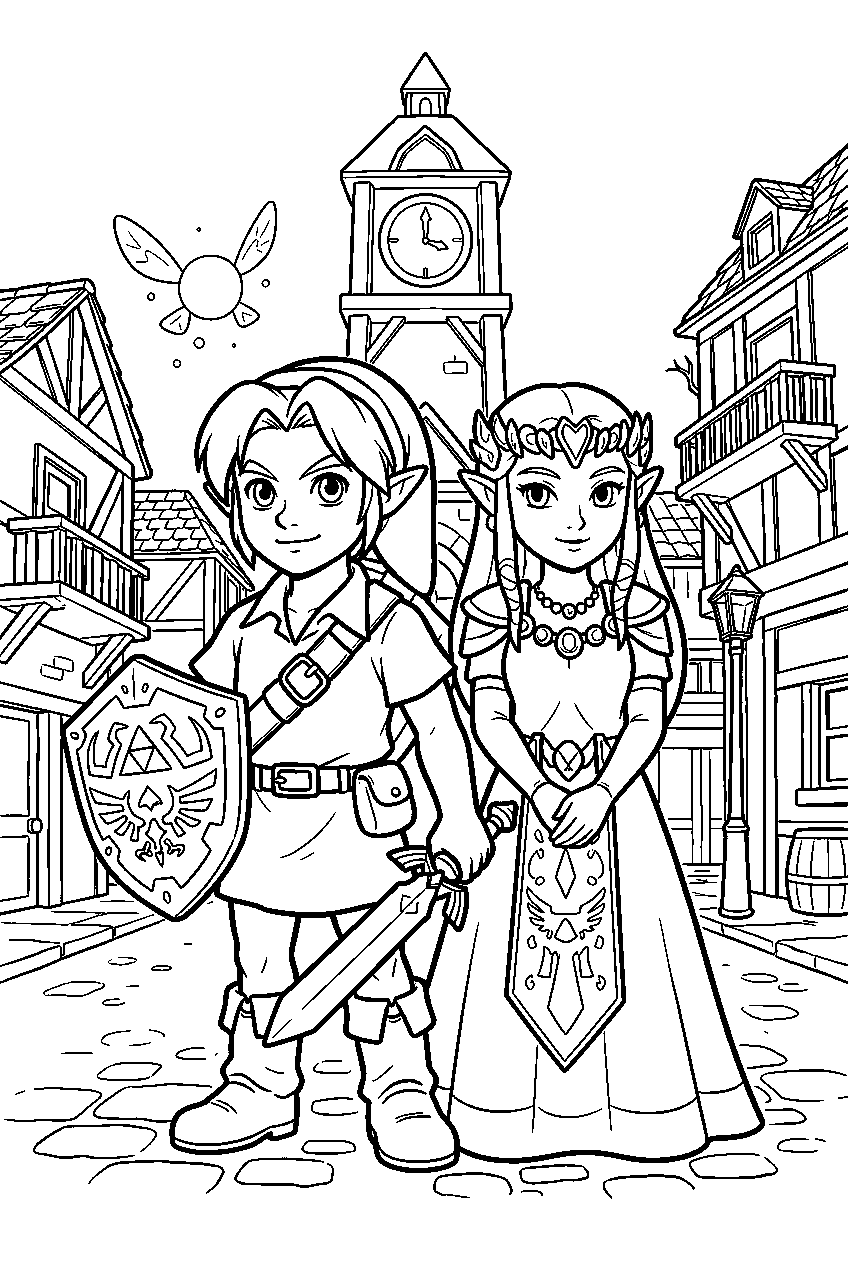 zelda characters in clock town line art