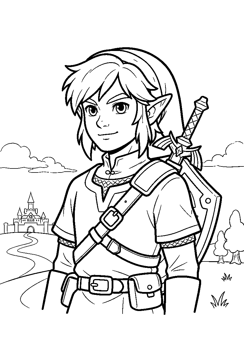 zelda characters in hyrule field line art