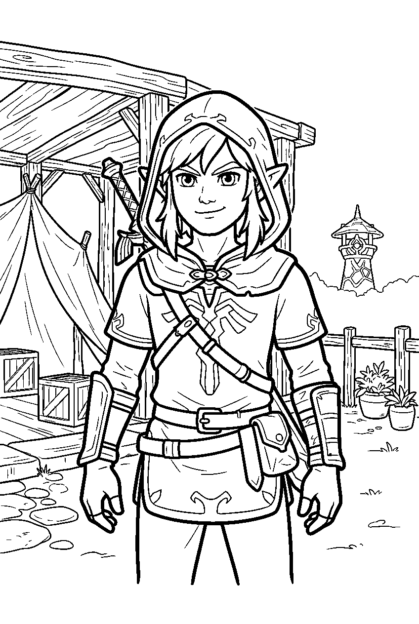 zelda characters in lookout landing line art