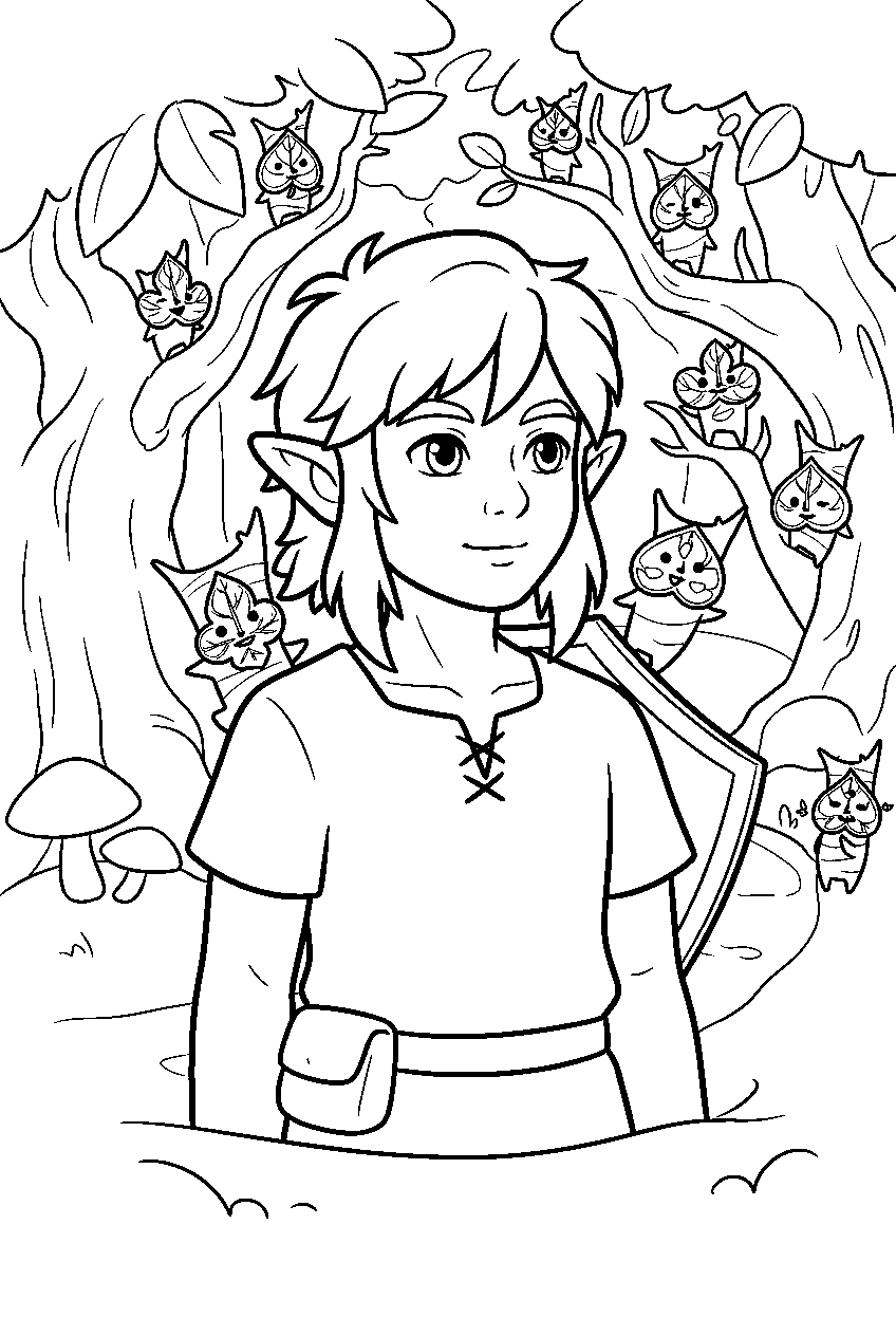 zelda characters in lost woods line art