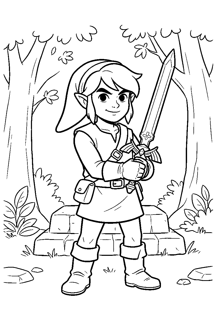 zelda characters in master sword grove line art