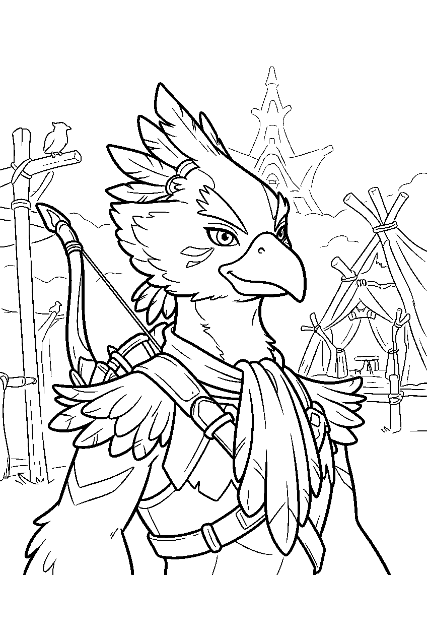 zelda characters in rito village line art