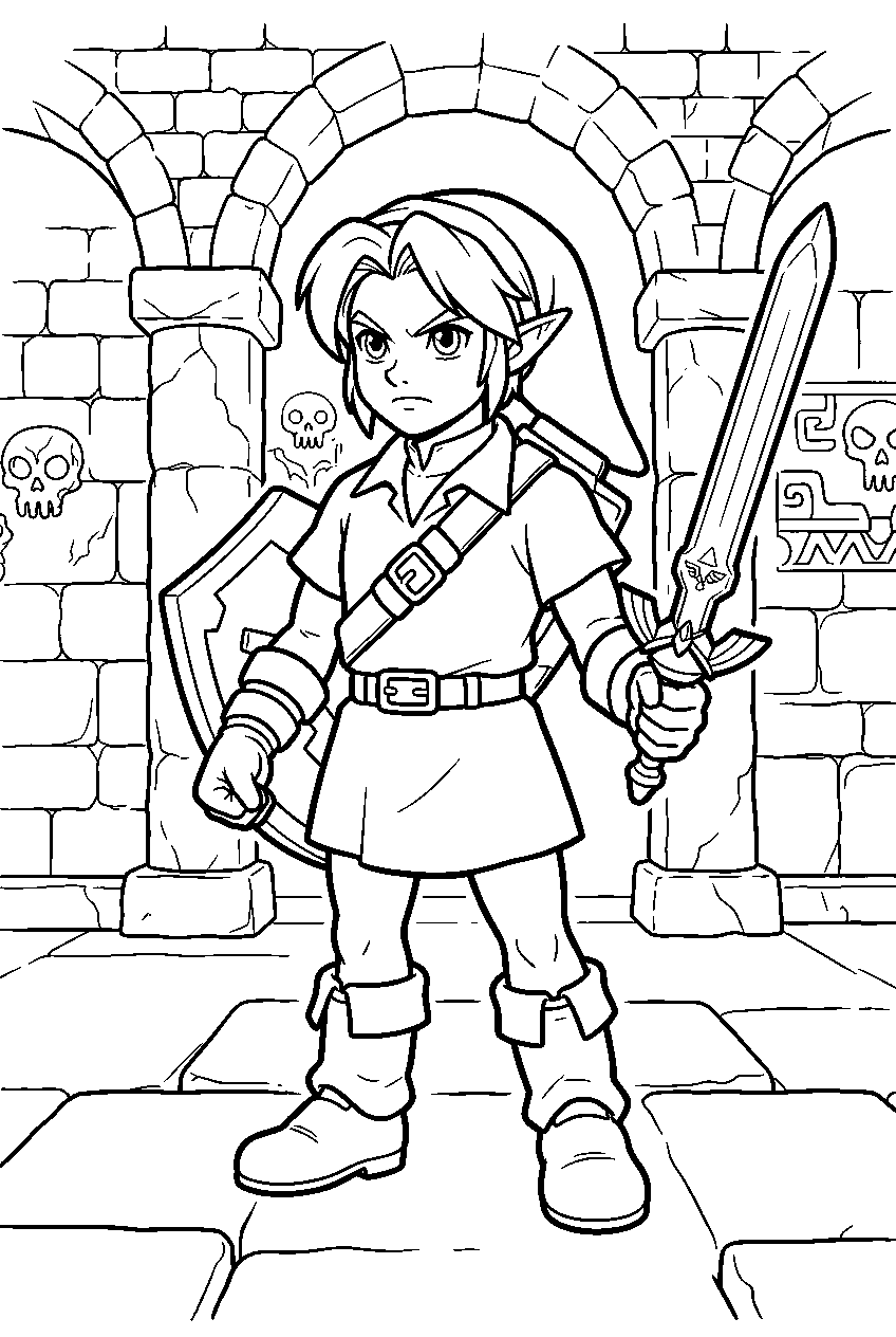 zelda characters in shadow temple line art
