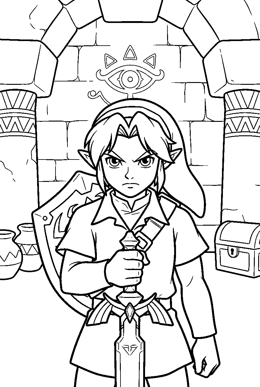 zelda characters in spirit temple line art