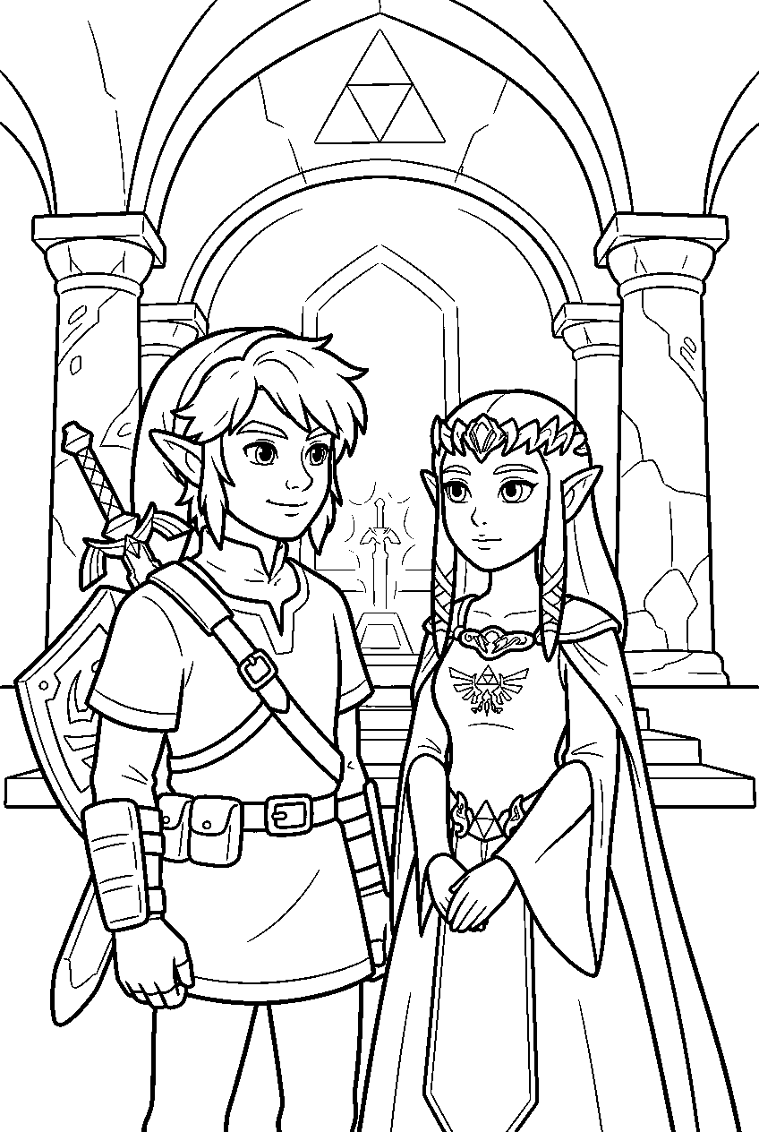 zelda characters in temple of time line art