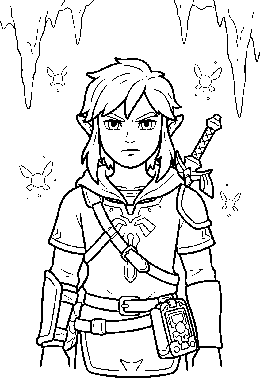 zelda characters in the depths line art