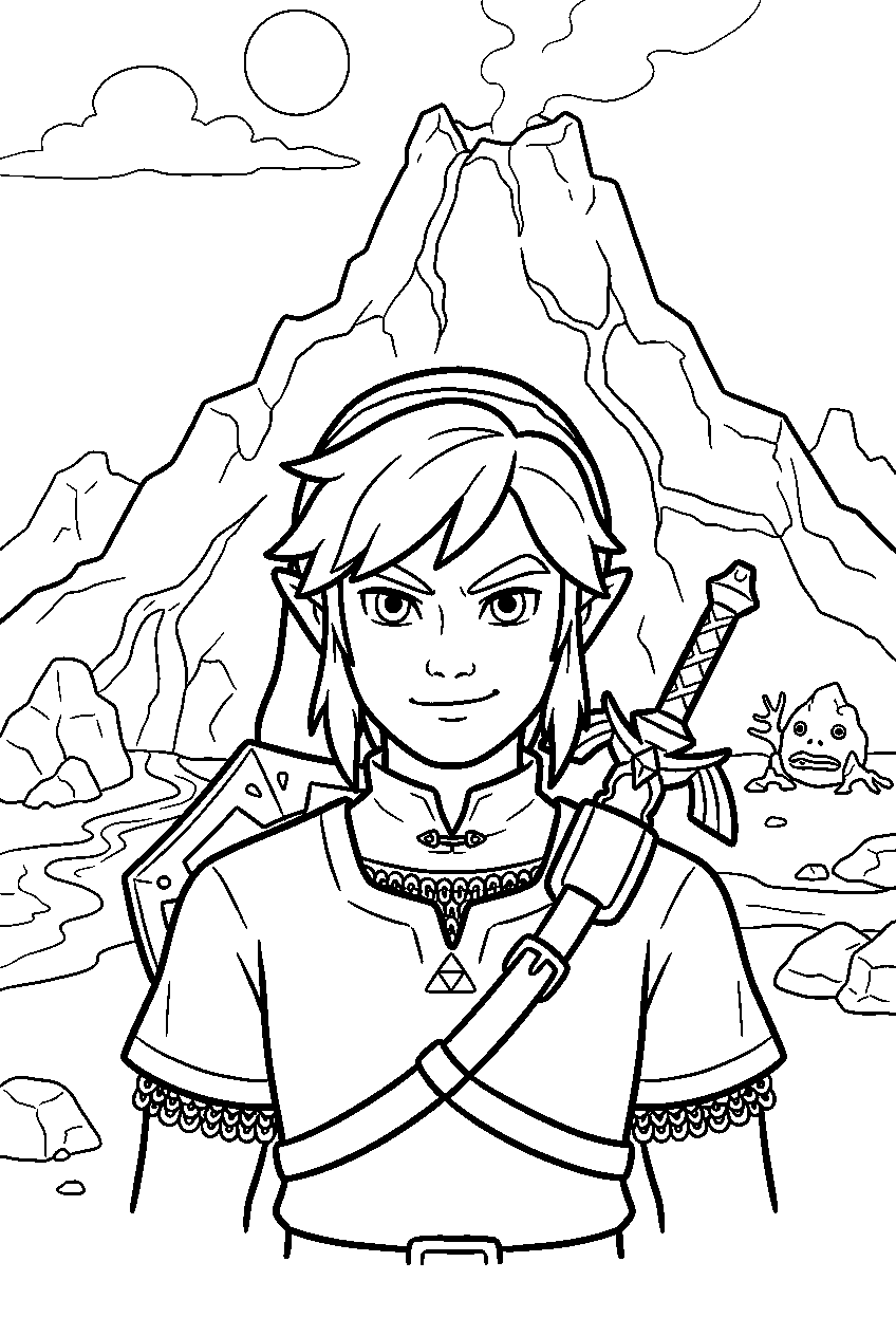 zelda characters on death mountain line art