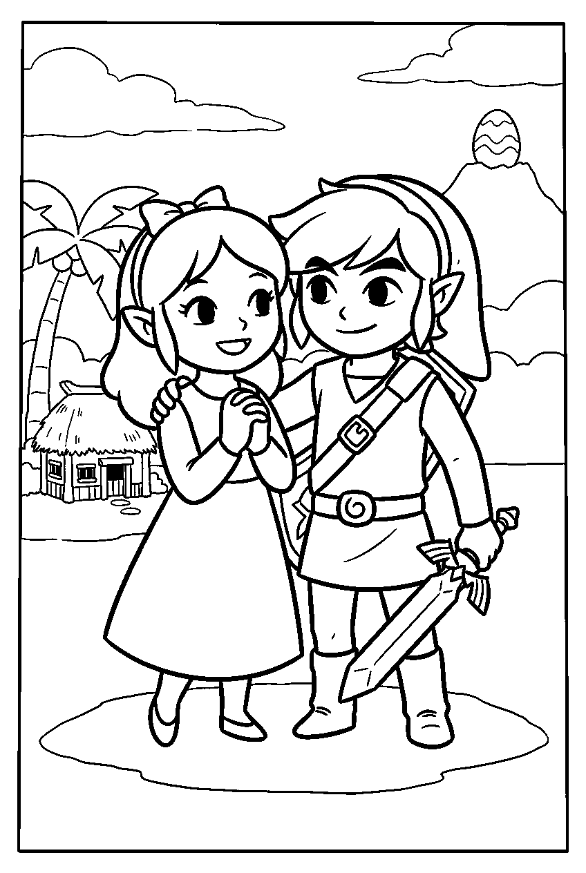 zelda characters on koholint island line art