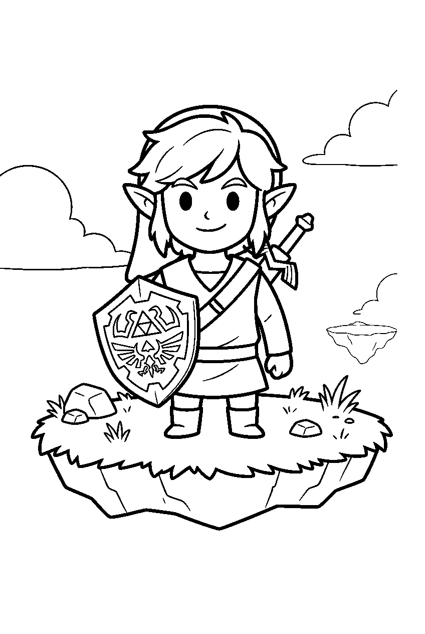 zelda characters on sky islands line art