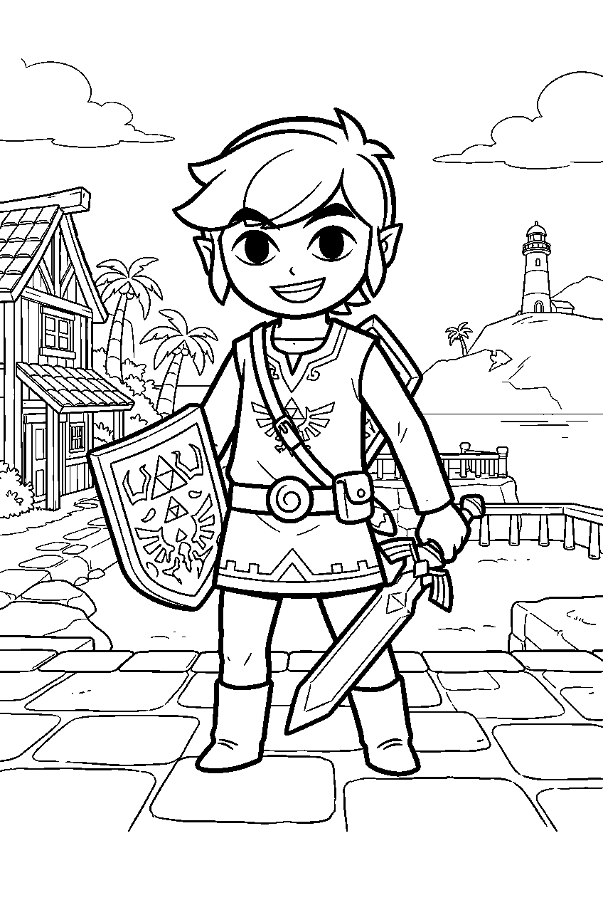 zelda characters on windfall island line art