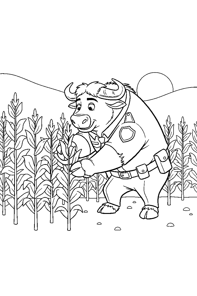 zootopia chief bogo reaching in crop field line art