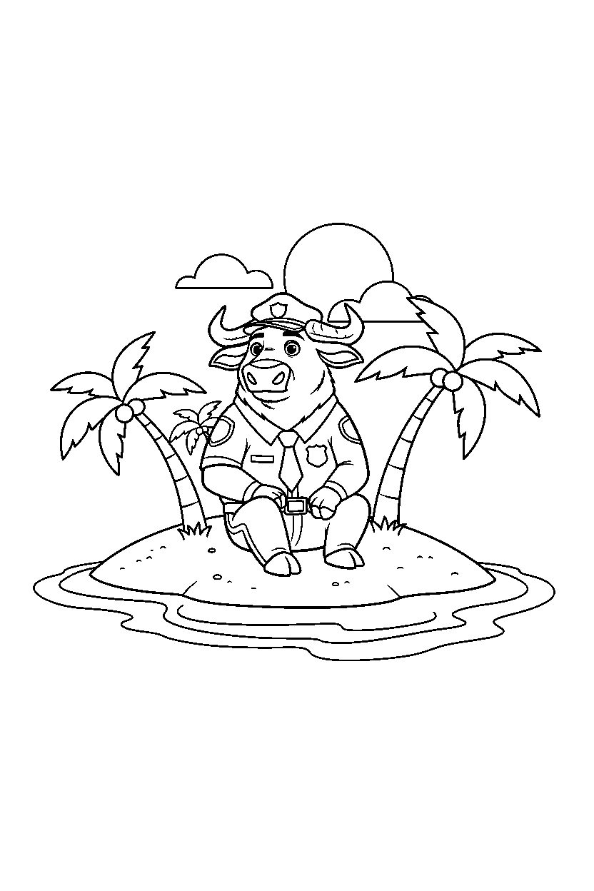 zootopia chief bogo sitting on island line art