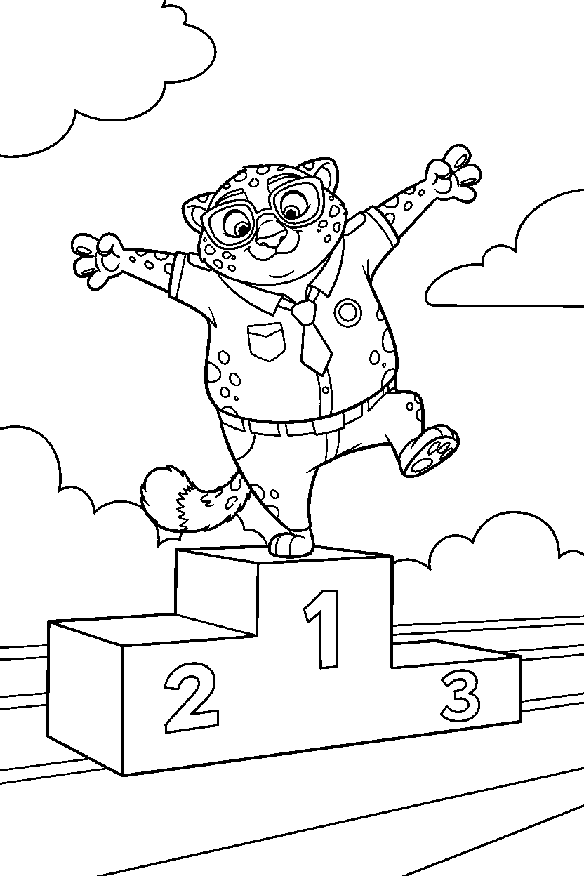 zootopia clawhauser balancing in start area line art