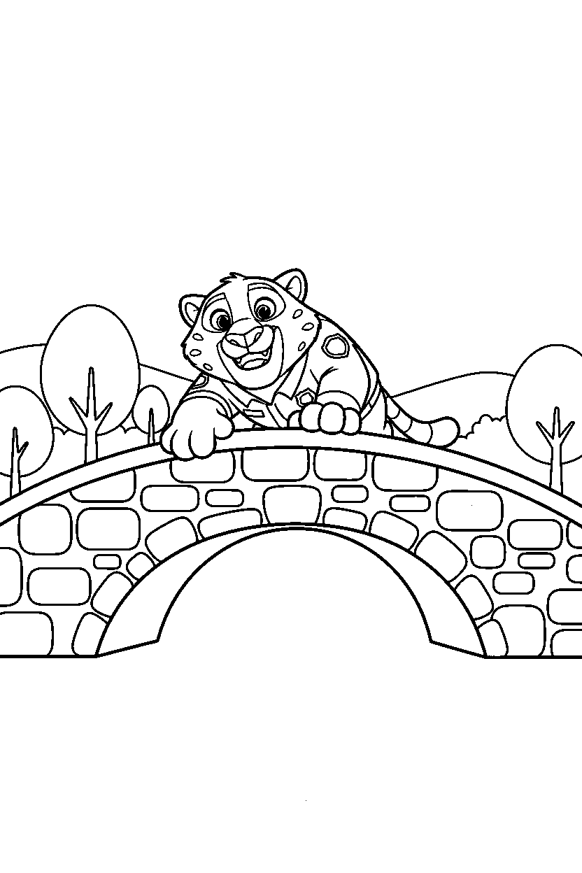 zootopia clawhauser reaching on stone bridge line art