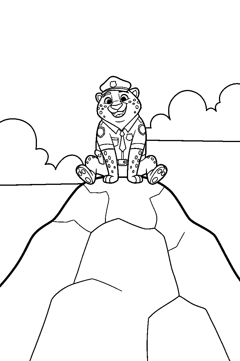 zootopia clawhauser sitting on mountain line art