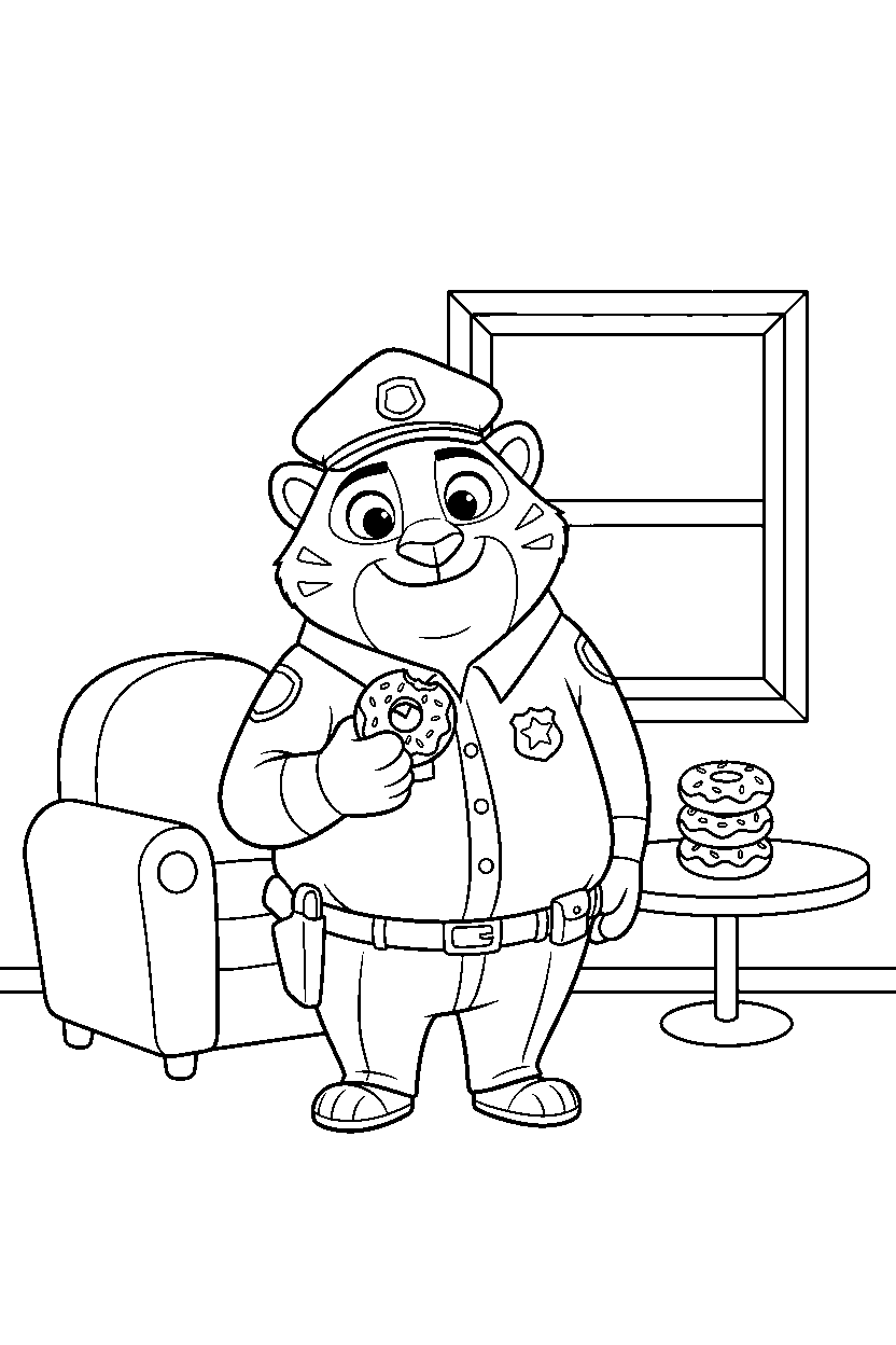 zootopia clawhauser standing in house line art
