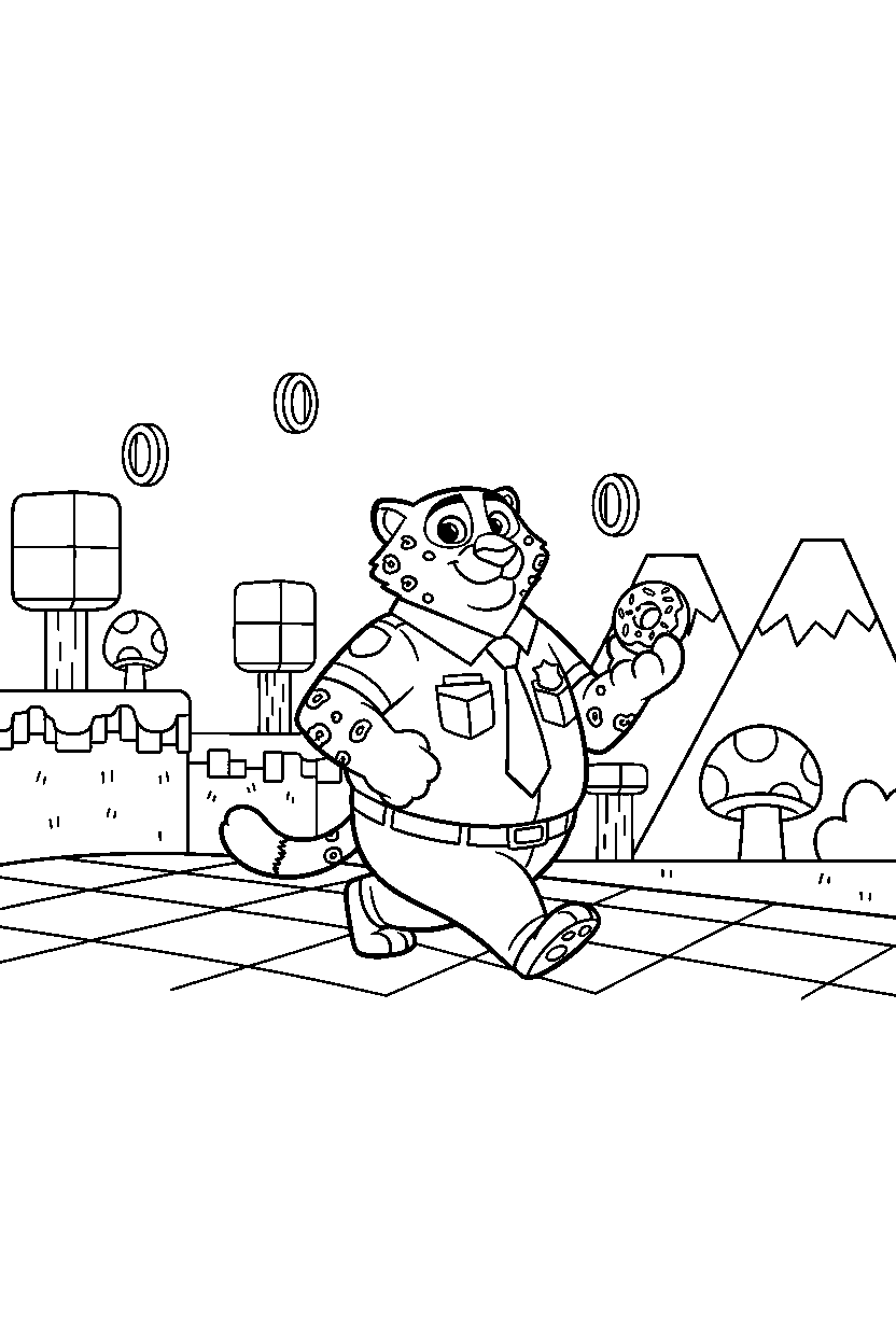 zootopia clawhauser walking in game world line art