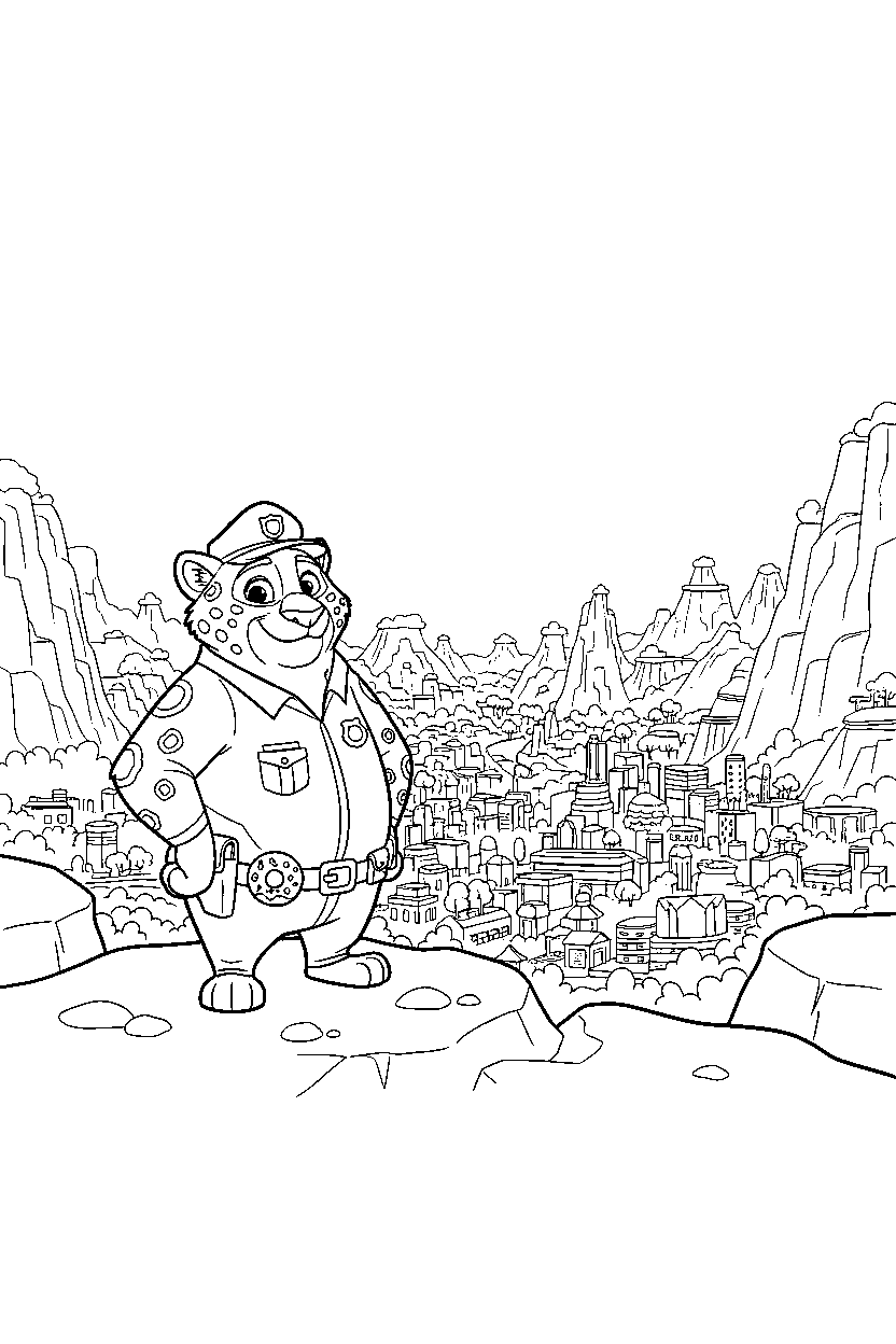 zootopia clawhauser watching in valley line art