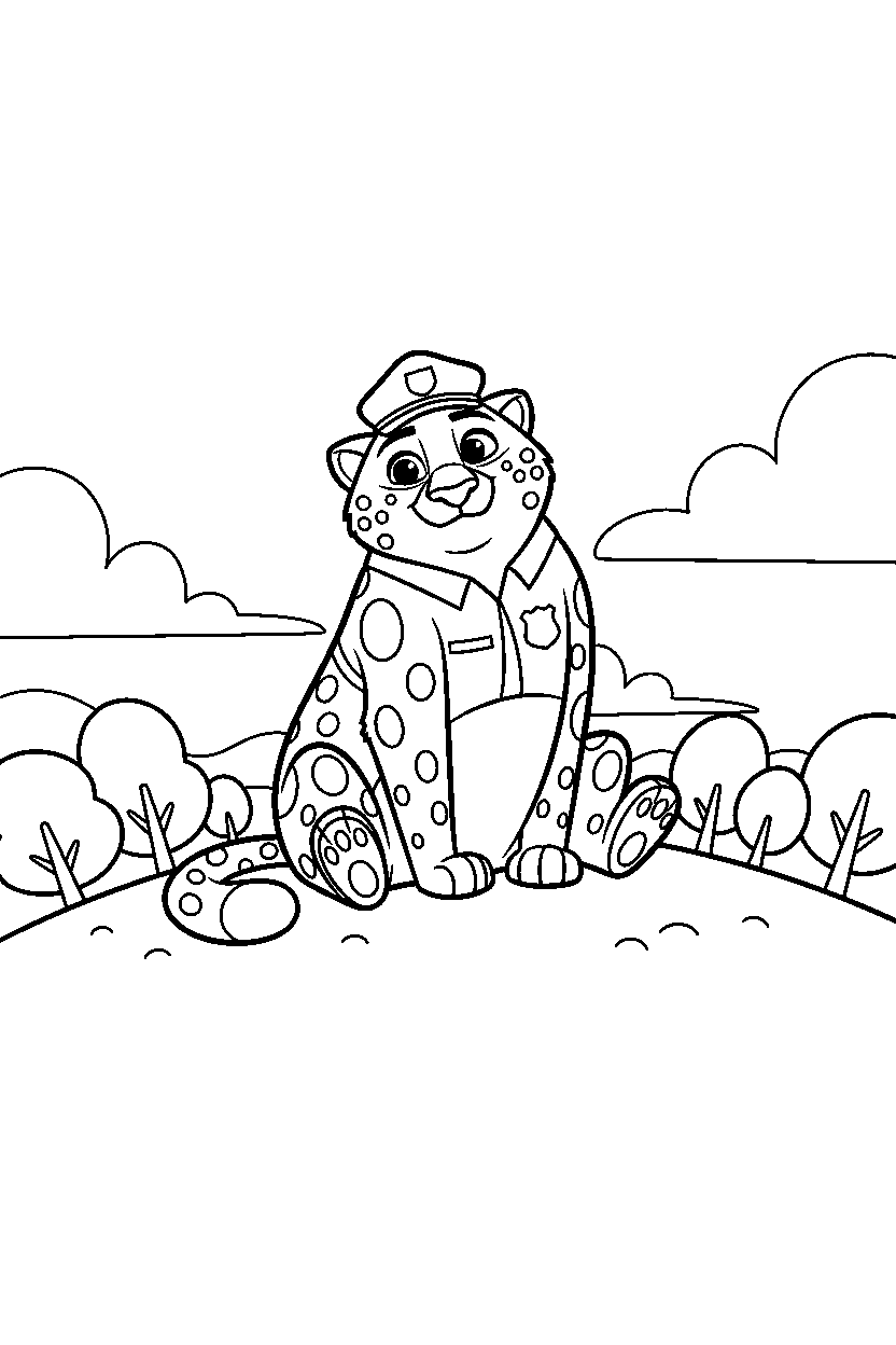 zootopia clawhauser watching on hill line art