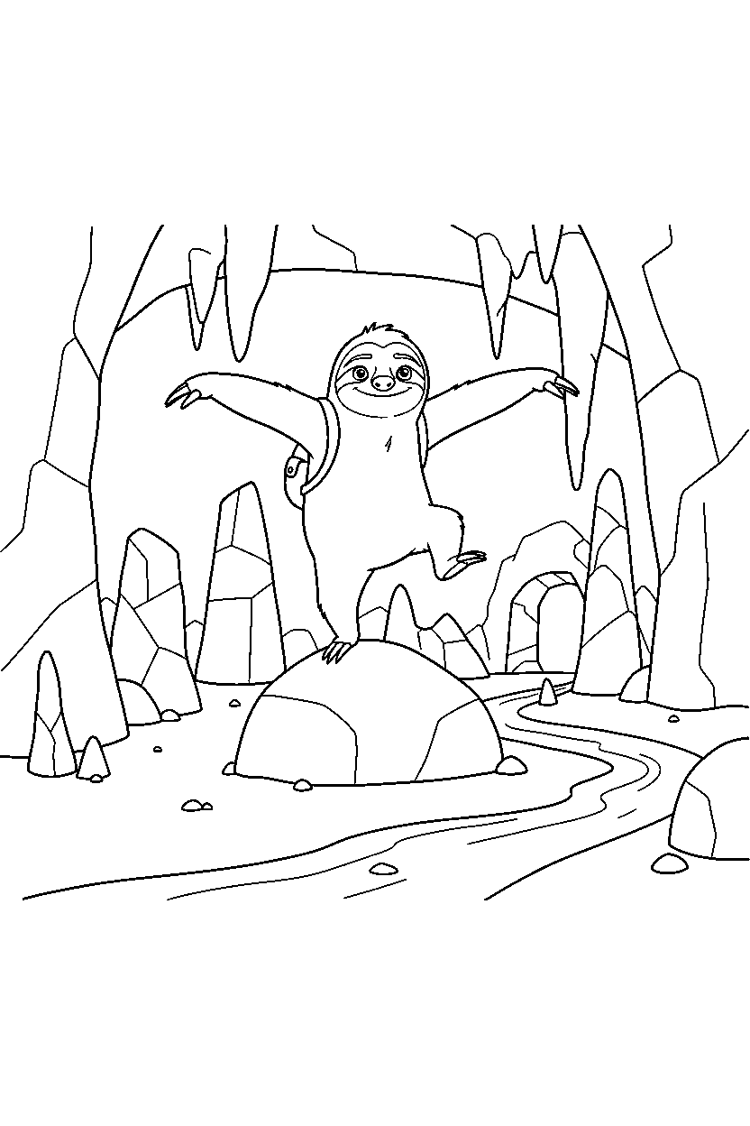 zootopia flash balancing in underground cave line art