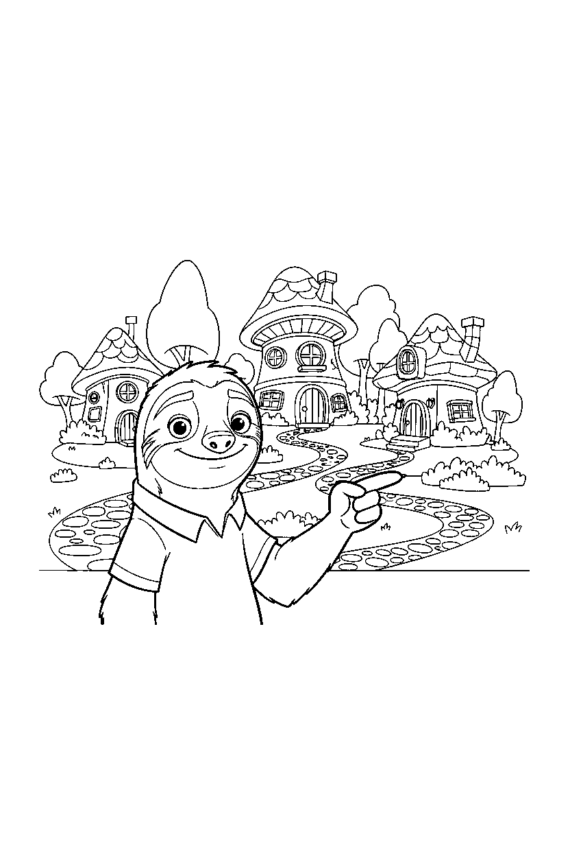zootopia flash pointing in village line art