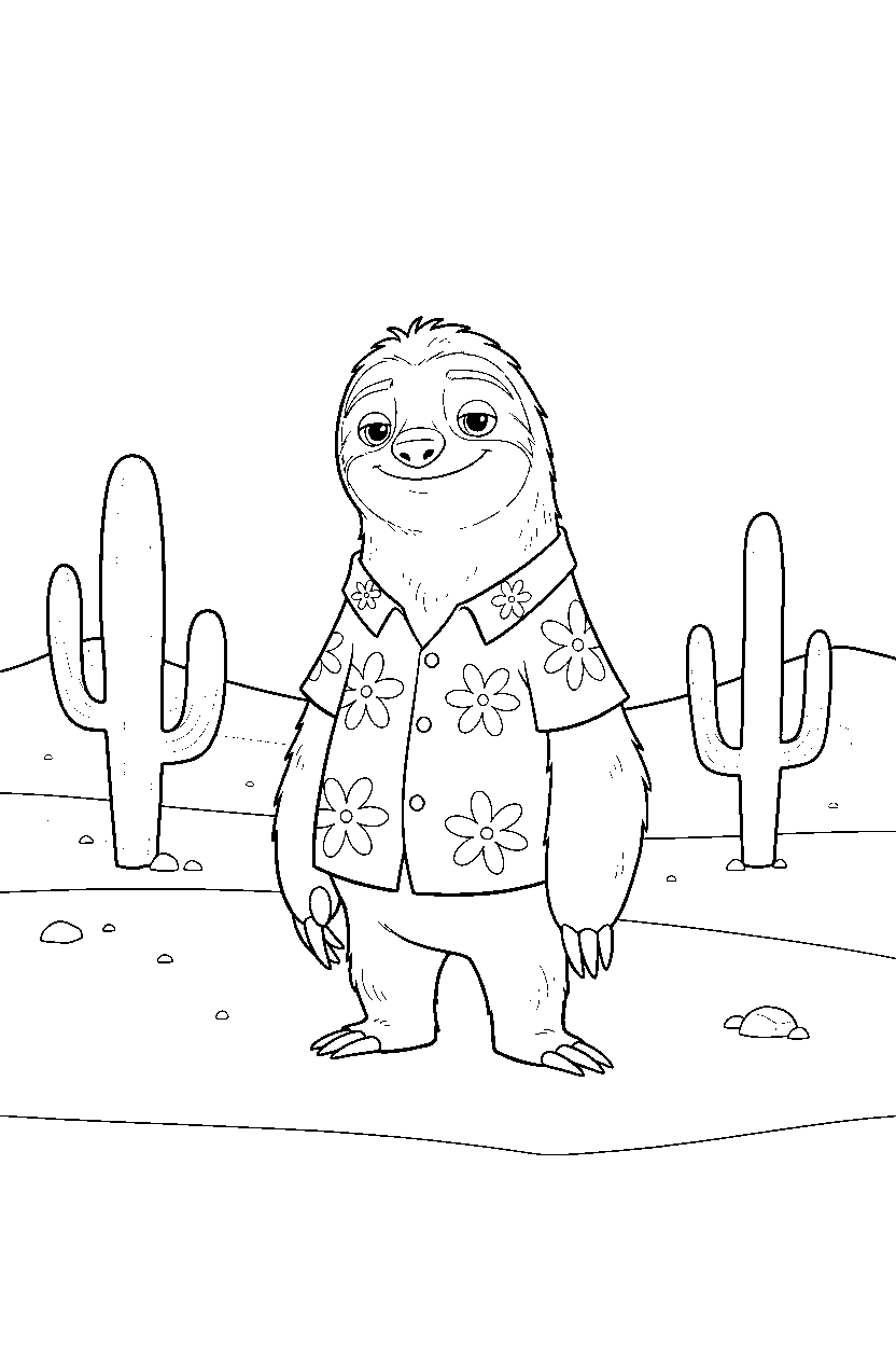 zootopia flash standing calmly in desert line art