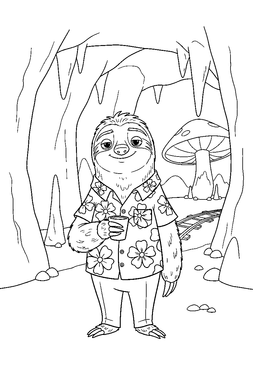 zootopia flash standing calmly in underground cave line art