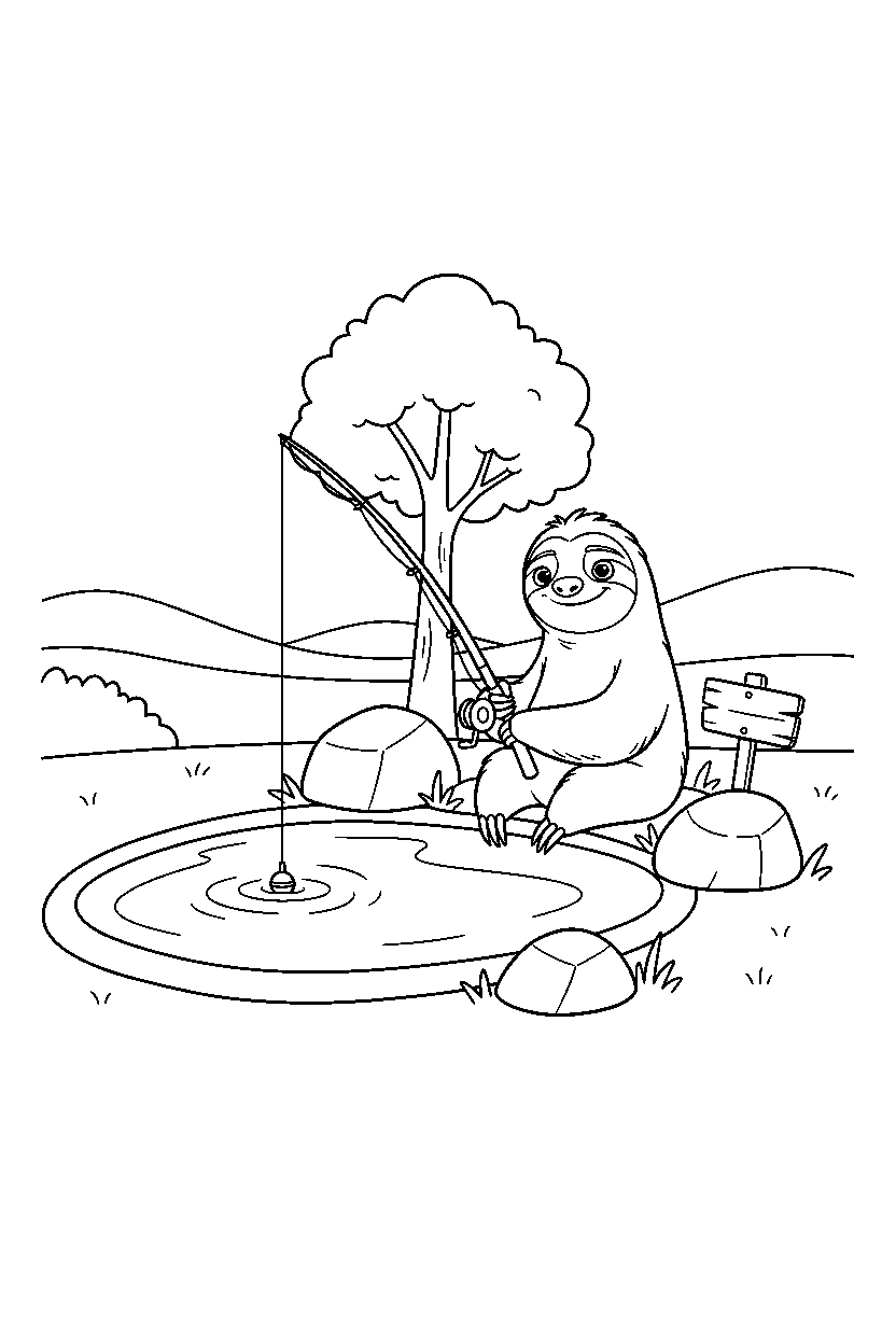 zootopia flash watching at fishing spot line art
