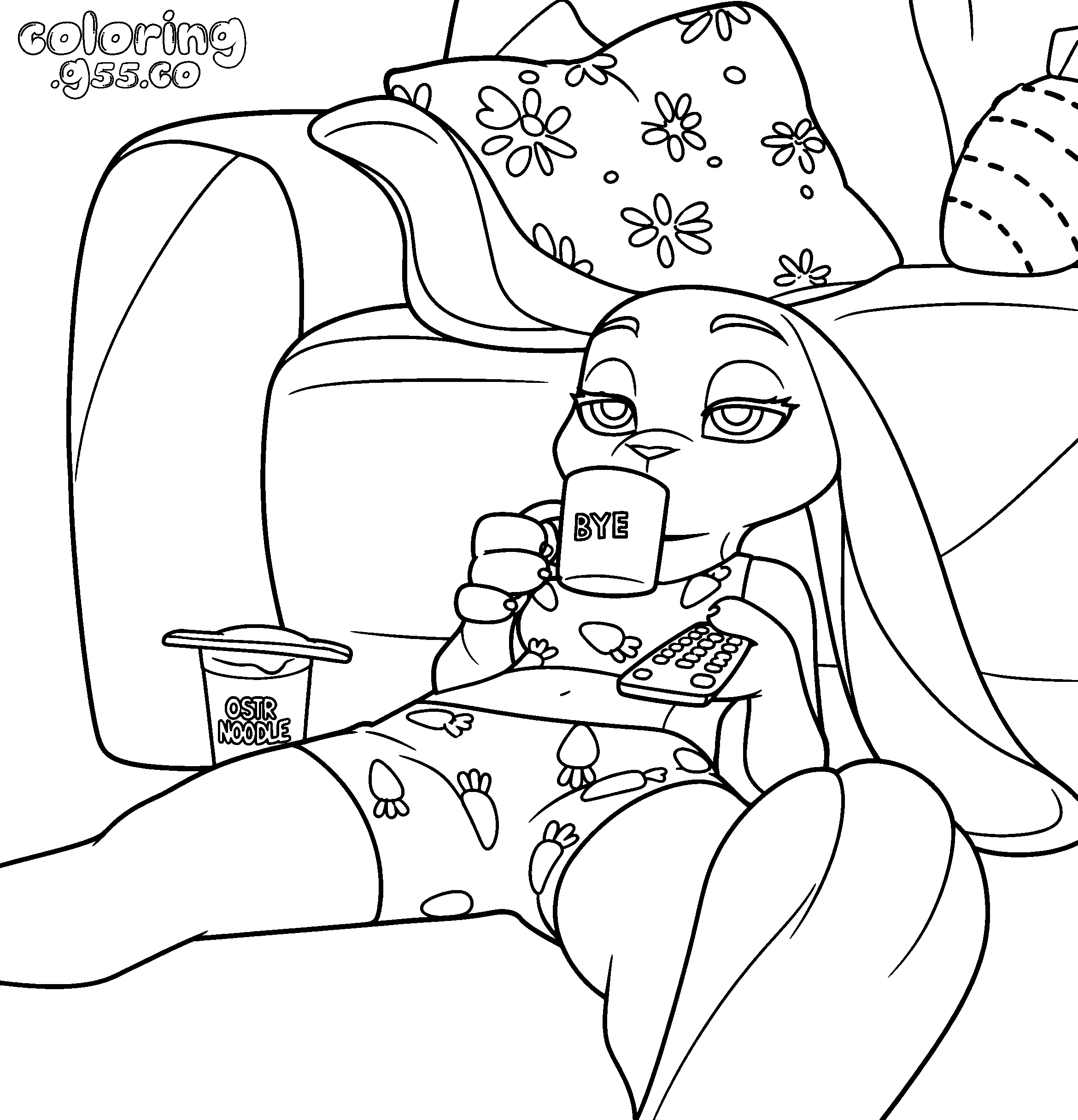relaxing judy hopps pajamas line art