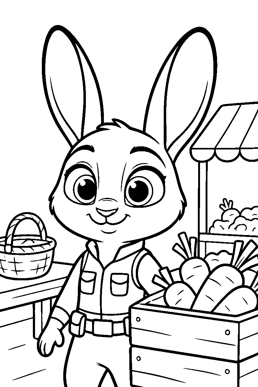zootopia judy hopps at farmers market line art