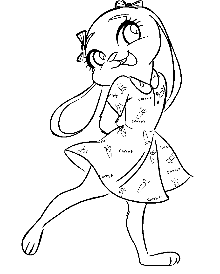 adorable judy hopps in carrot dress line art