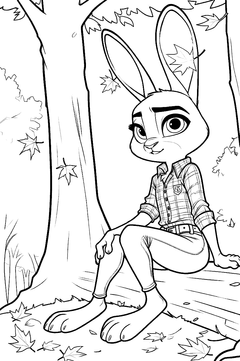 autumn vibe judy hopps zootopia fall leaves line art