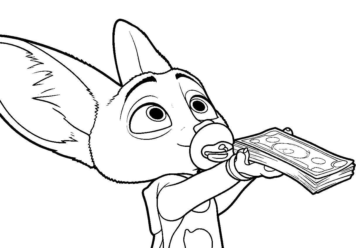 baby finnick with money line art