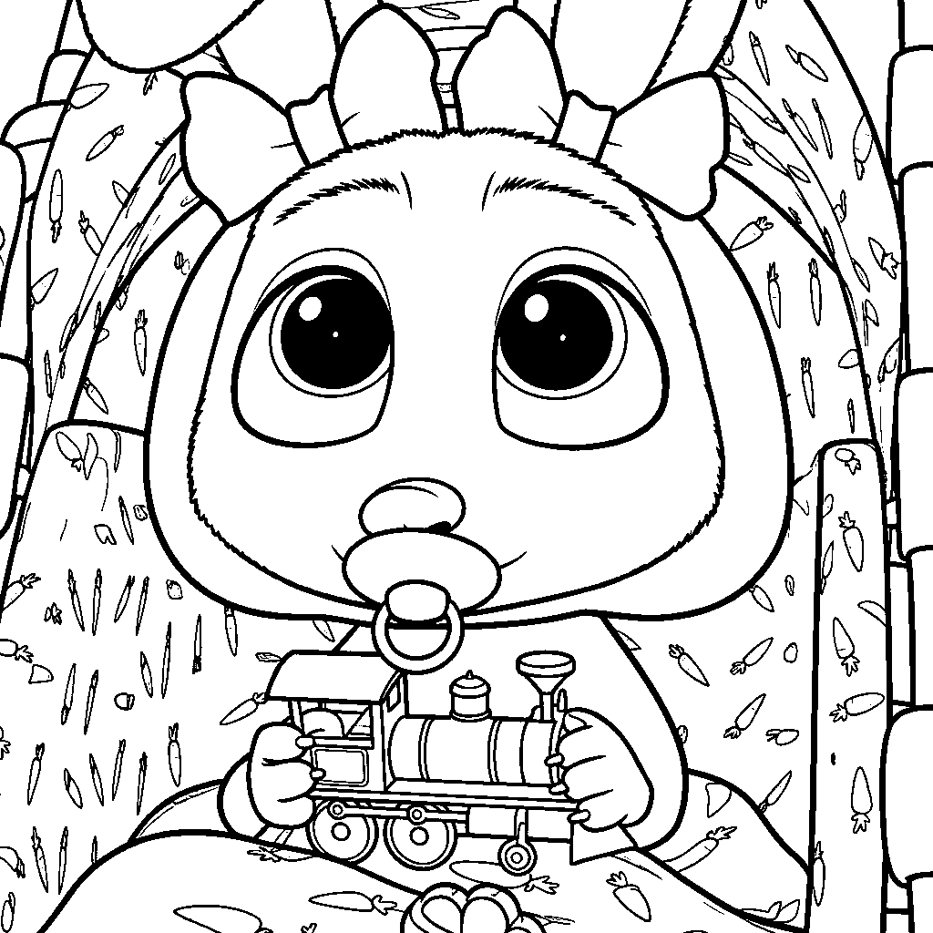 baby finnick with toy train line art
