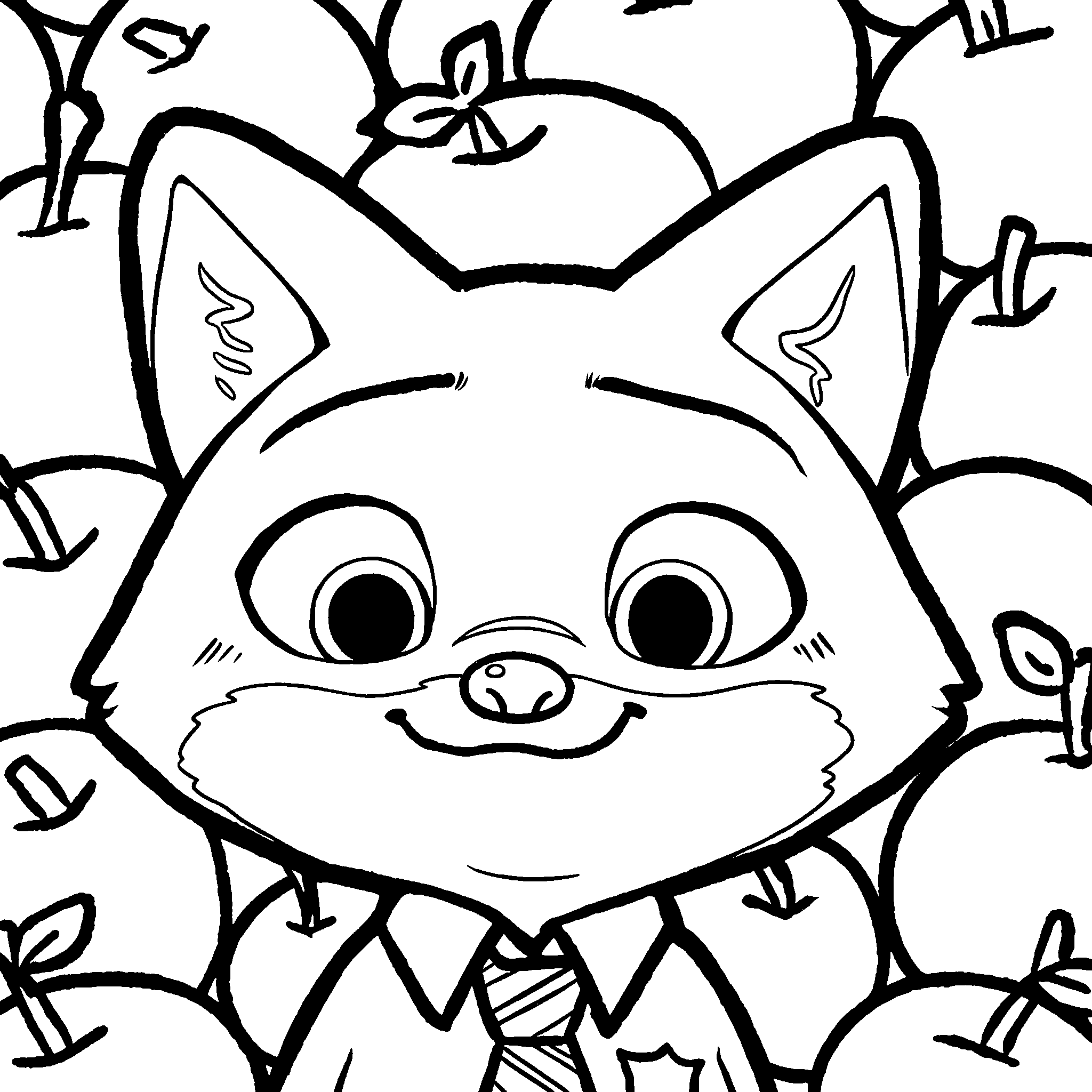 baby nick wilde with apple background zootopia line art