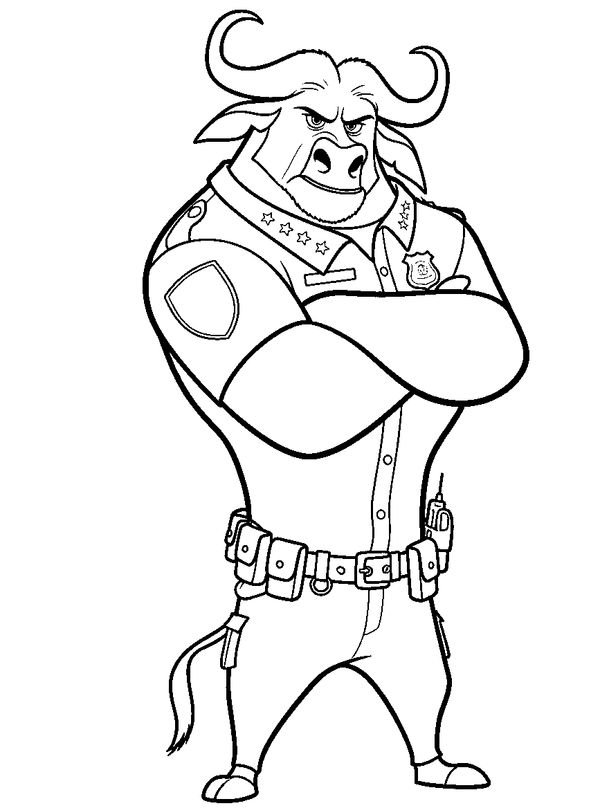 chief bogo zootopia police line art