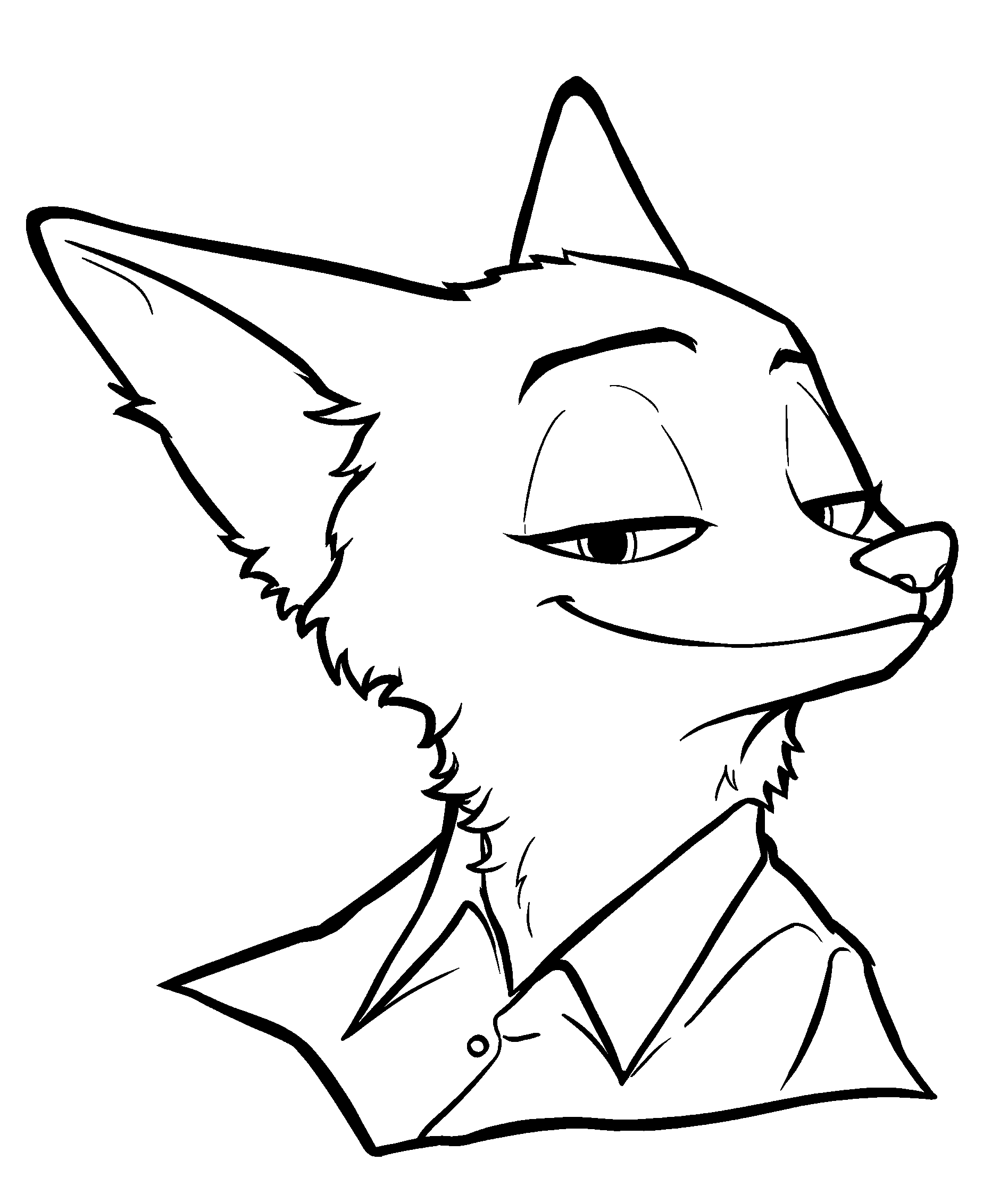 cool nick wilde smirking zootopia line art