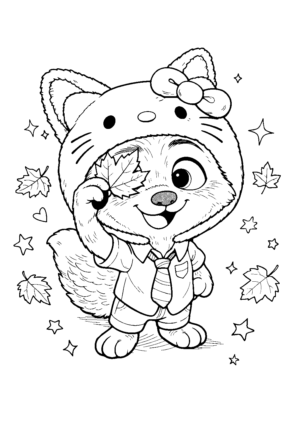 cute chibi nick wilde kitty hoodie coloring