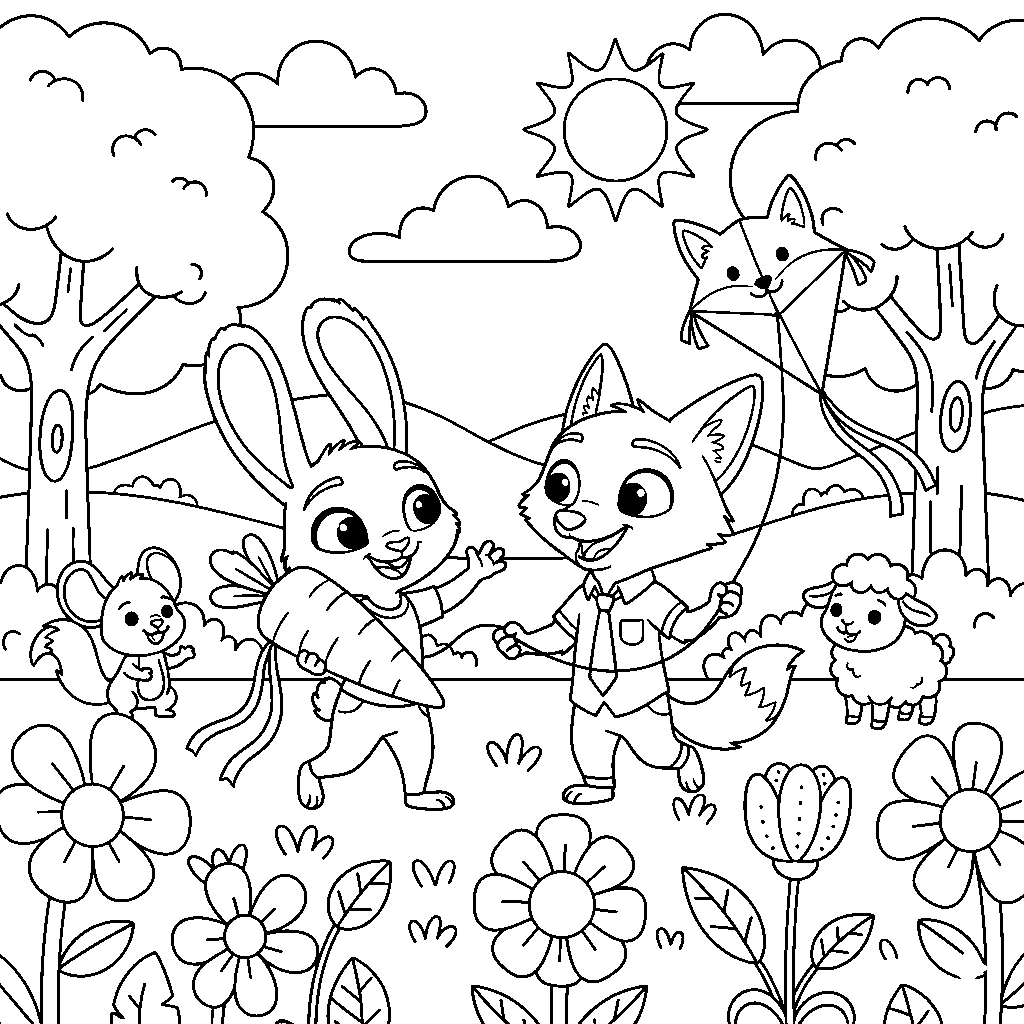 cute chibi zootopia line art